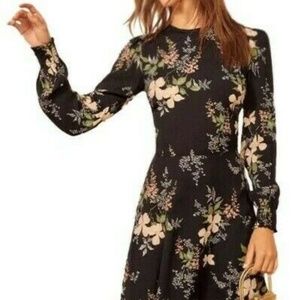 REFORMATION Kellan Floral Midi Dress in Black